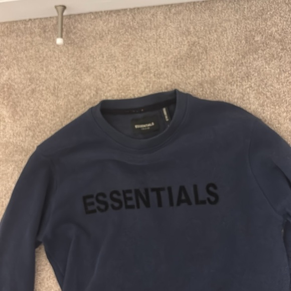 Fear of God Essentials blue ribbed Sweatshirt Sz Large - Picture 6 of 16